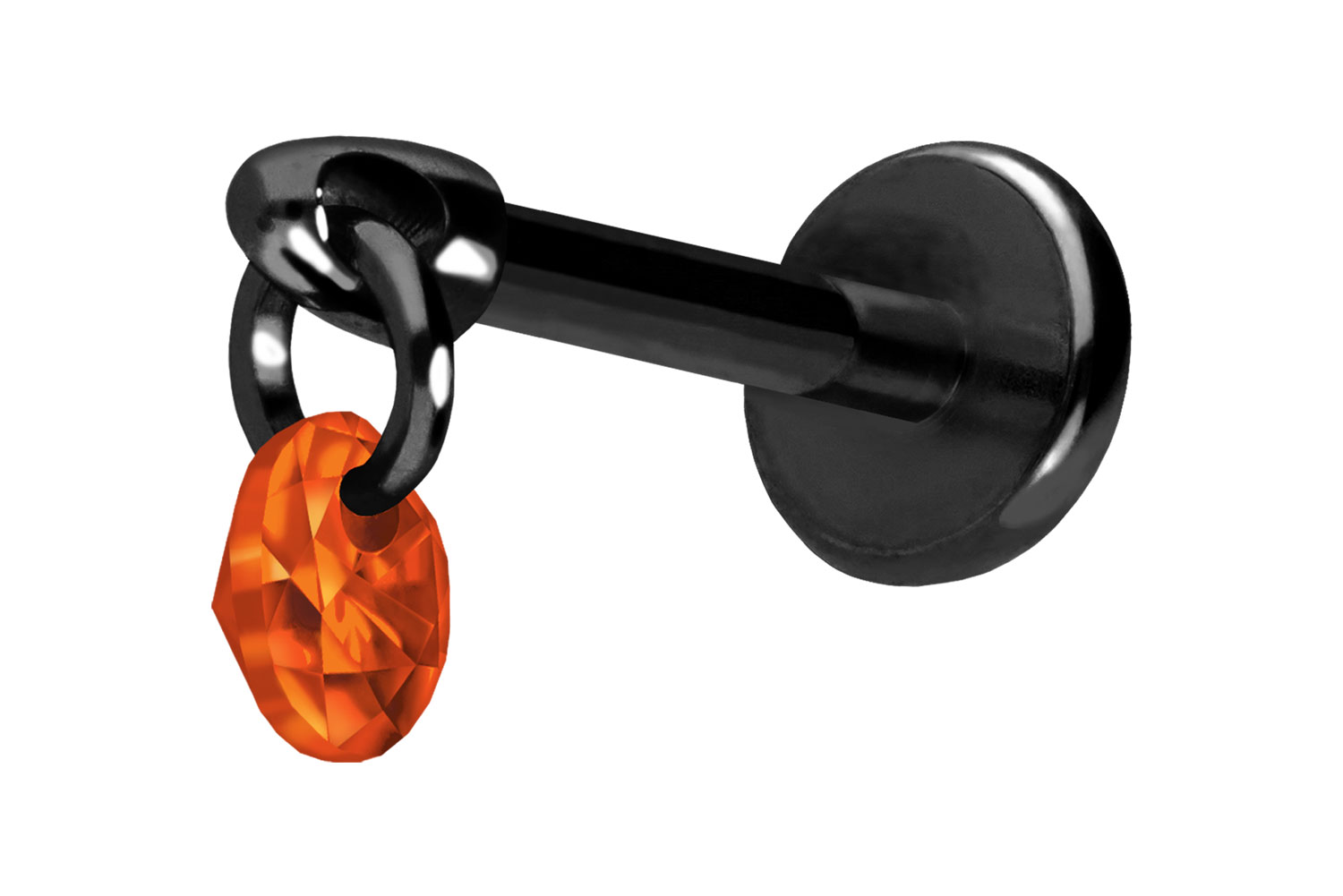 Titan Labret Piercing mit Push Fit RUNDER KRISTALL